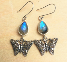 Boucles d'oreilles Papillon et Labradorite