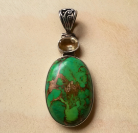 Pendentif en argent et Turquoise vert