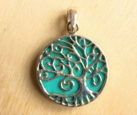 Zilveren hanger Tree of Life Turkoois