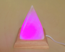 Mini Lampe d'ambiance pyramide de sel blanc USB + LED