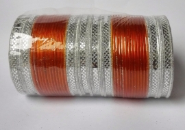 Indiase bangle armbanden oranje / zilver