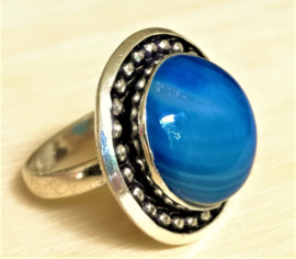 Bague en Agate Bleue