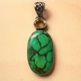 Pendentif argent et Turquoise vert