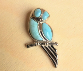 Pendentif Hibou Larimar et argent