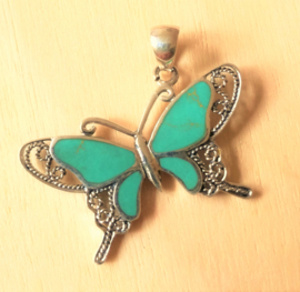 Pendentif papillon Turquoise en argent