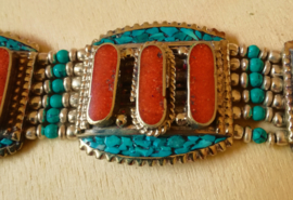 Tibetaanse armband Koraal en Turkoois