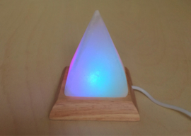 Mini Lampe d'ambiance pyramide de sel blanc USB + LED