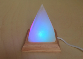 Mini mood zoutlamp piramide wit USB + LED