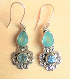 Boucles d'oreilles Topaze avec Aqua Chalcédoine