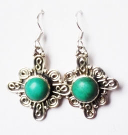 Boucles d'oreilles Turquoise Tibétaine