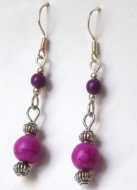 Boucles d'oreilles ​en argent  violette