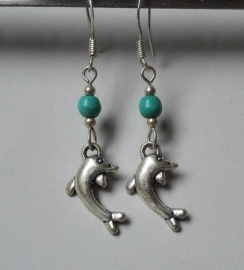 Boucles d'oreilles Dauphin et Turquoise