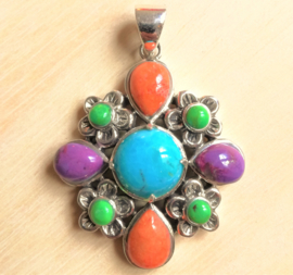 Pendentif en argent et turquoise