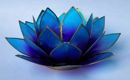 Lotus theelichthouder blauw en violet