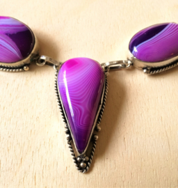 Collier Agate violette en argent