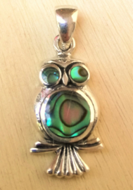 Pendentif Hibou en argent et coquille d'ormeau