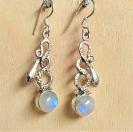 Boucles d'oreilles Serpents et Pierre de Lune