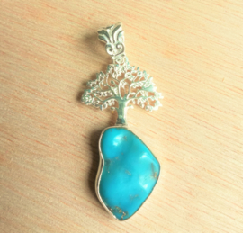 Pendentif argent Arbre de vie avec turquoise