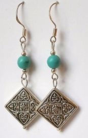 boucles d'oreilles tibétaines Turquoises