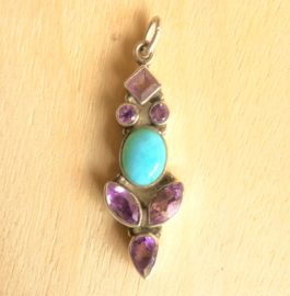 Pendentif Larimar et Améthyste