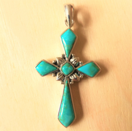 Pendentif croix Turquoise en argent