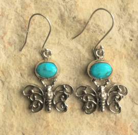 Boucles d'oreilles papillon turquoise