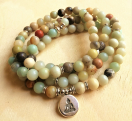 Mala Amazonite élastique avec Bouddha