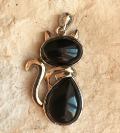 Pendentif chat agate noire