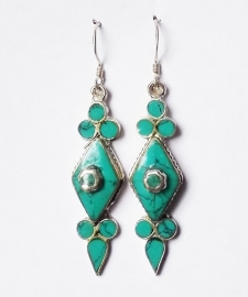 Boucles d'oreilles Tibétaines Turquoises