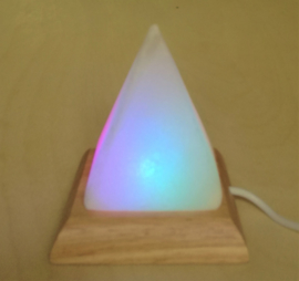 Mini Lampe d'ambiance pyramide de sel blanc USB + LED