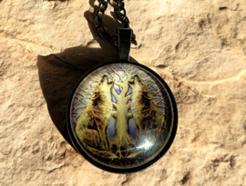 Pendentif talisman loup arbre de vie