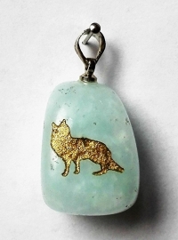 Pendentif Talisman Loup Aigue-marine