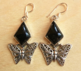 Boucles d'oreilles papillon Onyx