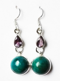 Boucles d'oreilles Chrysocolle avec Améthyste