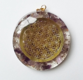 Pendentif Orgone Améthyste Fleur de vie