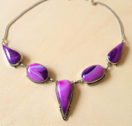 Collier Agate violette en argent