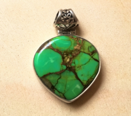 Pendentif argent et Turquoise vert