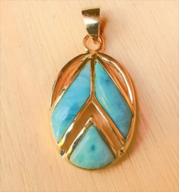 Larimar hanger zilver gold plated