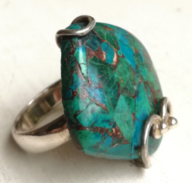 Ring chrysocolla  zilver