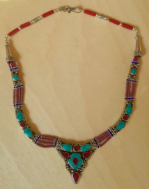 Collier Tibet Turquoise et Corail