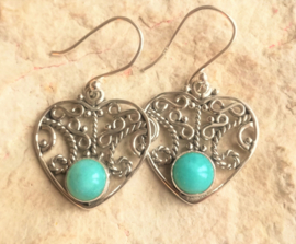 Boucles d'oreilles coeur avec Larimar