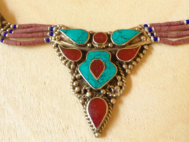 Collier Tibet Turquoise et Corail