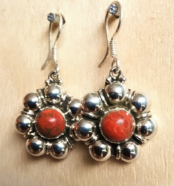 Boucles d'oreilles argent et Turquoise orange