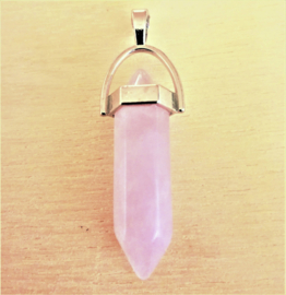 Pendentif Quartz rose double cylindre