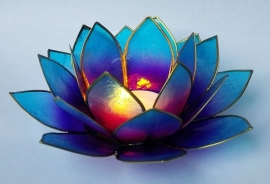 Lotus theelichthouder blauw en violet