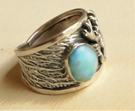 Ring Larimar met schorpioen - zilver