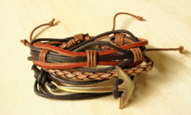 Lederen armband Anker