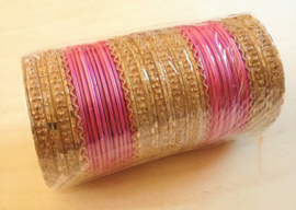 Bracelets indiens rose/dorés