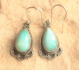 Larimar oorbellen zilver