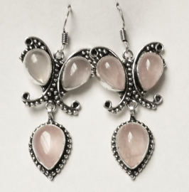 Boucles d`oreilles Papillon Quartz Rose